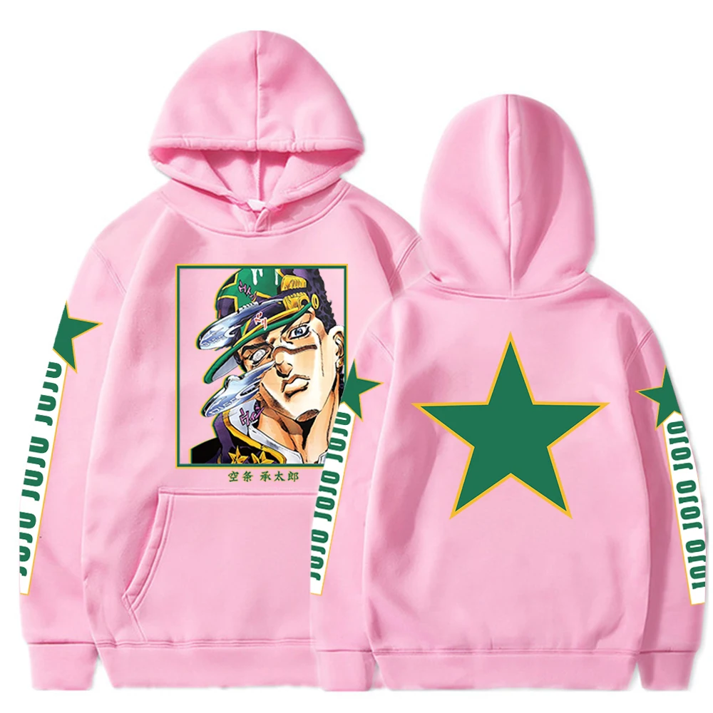 Harajuku Kujo Jotaro اليابان أنيمي جوجو غريب مغامرة هوديس المرأة موضة الهيب هوب المتضخم كم طويل بلوزات الملابس