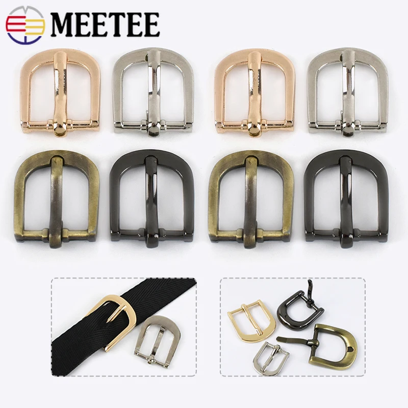 5/10Pcs Meetee 12-38mm Metal Pin Buckle for Bag Webbing Belt Roller Adjustable Strap Clasp Shoes Hook Hardware Craft Accessories