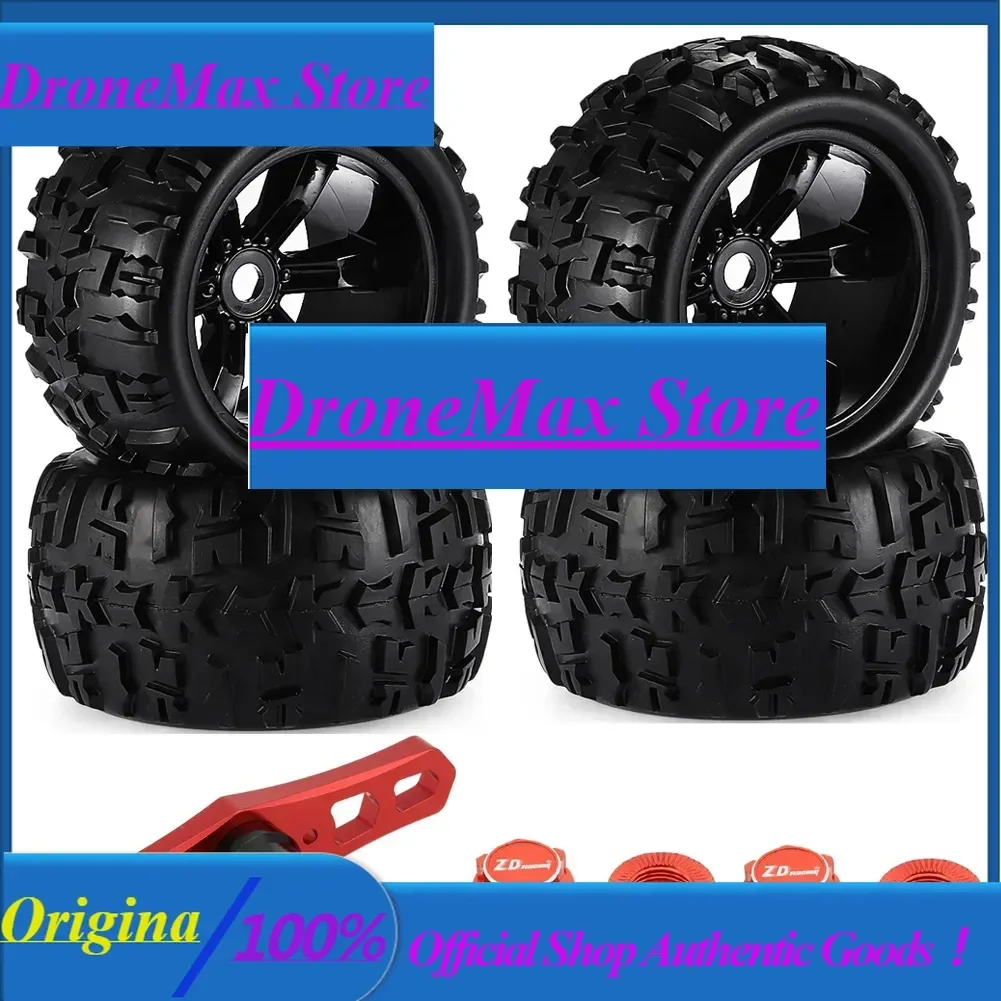 DroMa 4 pièces/paquet Ensemble de pneus et de roues hexagonaux de 17 mm à l'échelle 1/8 collés pour Traxxas Maxx Tmaxx E-Revo Revo 3.3, JLB Cheetah Monste
