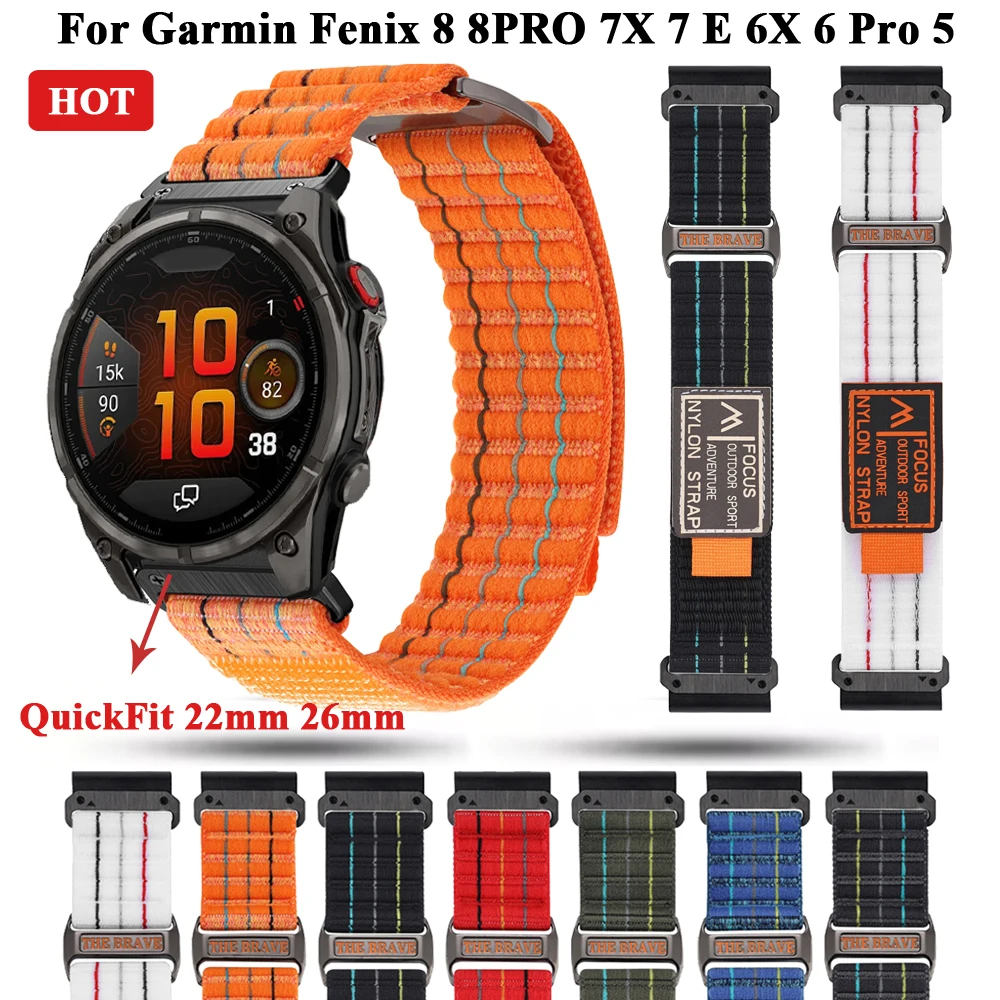 

26mm 22mm Nylon Strap For Garmin Forerunner 970 Fenix 8 PRO 8 E Enduro 2 3 Tactix 8 7 Epix Gen 2 Instinct 2X Mk3i QuickFit Band