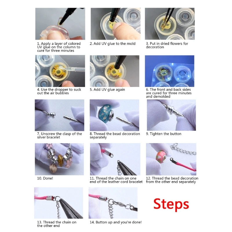 Flat Ball Beads with Big Hole Epoxy Resin Silicone Mould Handmade Craft Diy Dropsale