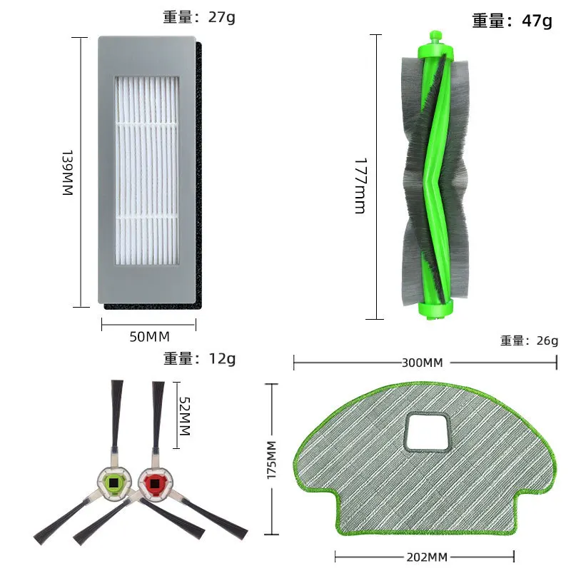 Sikat utama sisi sikat Hepa Filter kain pel aksesoris untuk iRobot Roomba Combo 111 / 113 R113840 Robot penyedot debu bagian