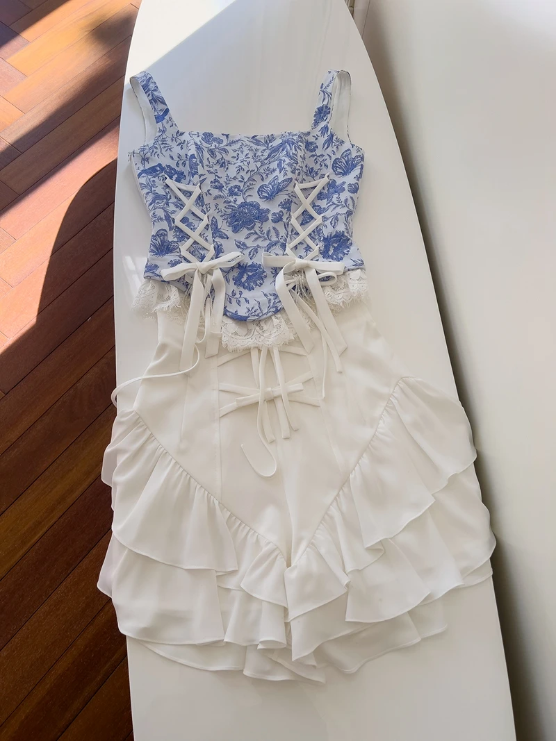 

Ele Фиолетовый жилет с асимметричным ремешком, топ и юбка для похудения, праздничный наряд, милый сарафан с высокой талией, трапециевидной формы ort Dr