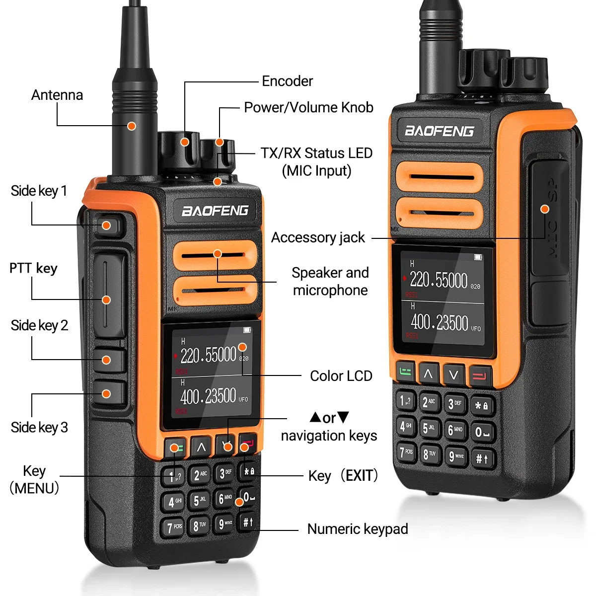 Baofeng-walkie-talkie BF-1802L, banda completa uv de un botón a la frecuencia, de tres bandas TYPE-C, NOAA, largo alcance, autoconducción al aire