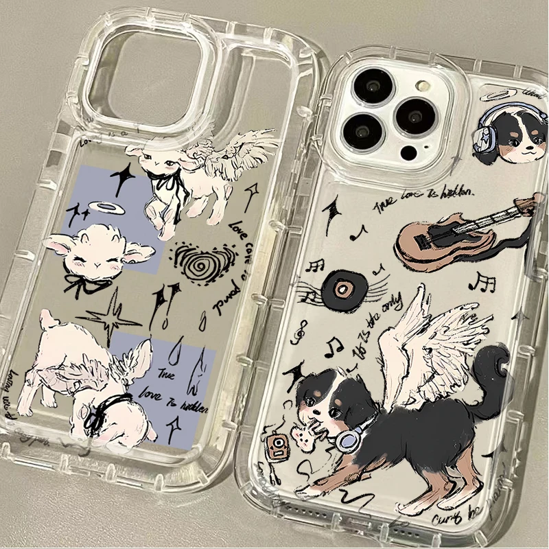 Cartoon Angel Animal Phone Case for Infinix Note 30 12 G96 Smart 8 7 6 5 Hot 30i 9 Play Pro 4G 5G Clear Back Cover