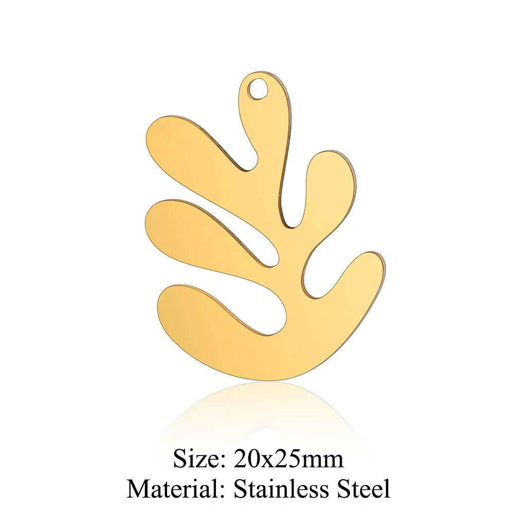 10pcs/lot Stainless Steel Leaf DIY Jewelry Charms Wholesale Life Tree Flower Necklace Making Pendant Never Fade Top Quality