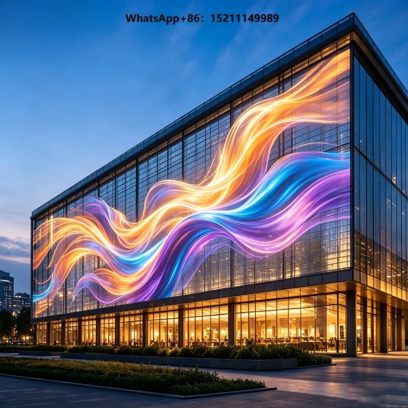 Commercial Advertising LED Grille Screen Transparent LED Mesh Display P2.8-P15 Lightweight Waterproof for Glass Window Facade