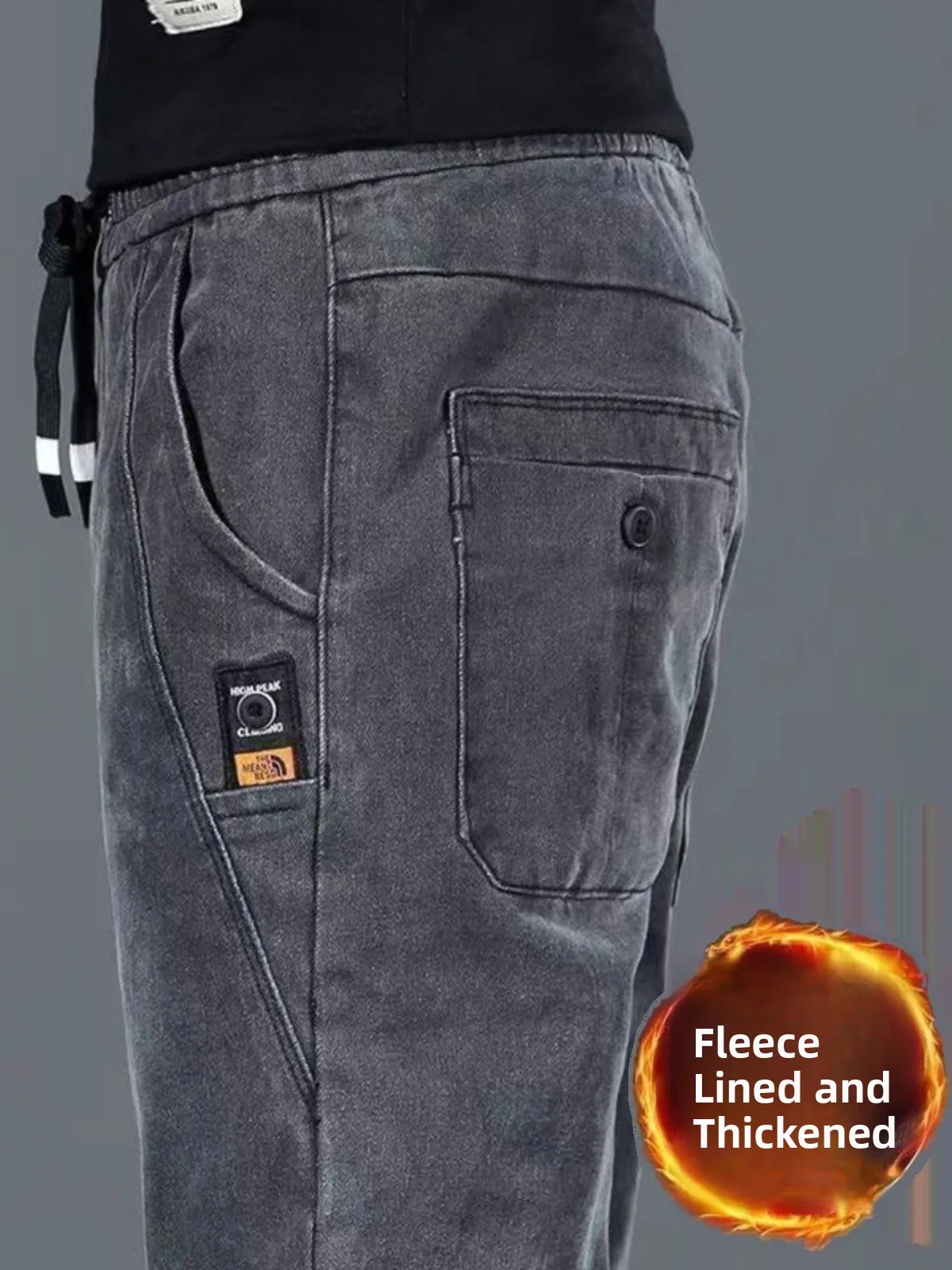 

Мужские повседневные джинсы прямого кроя с эластичным поясом, свободные, удобные, зимние, новые