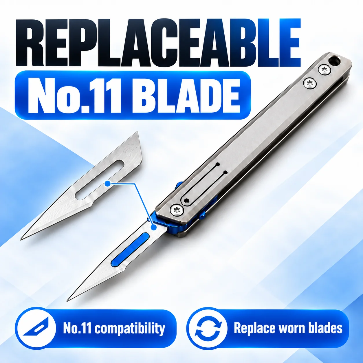 Titanium Alloy Craft Knife with Replaceable No11 Blade Precision Paper Cutter for DIY Model Making Art Projects and Hobby Crafts