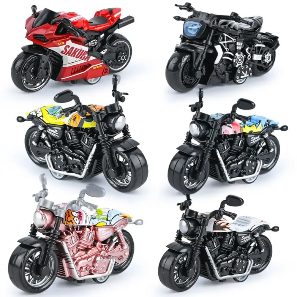 Modèles réduits de motos à rétrofriction en alliage, figurines d'action de locomotives et de motos de simulation