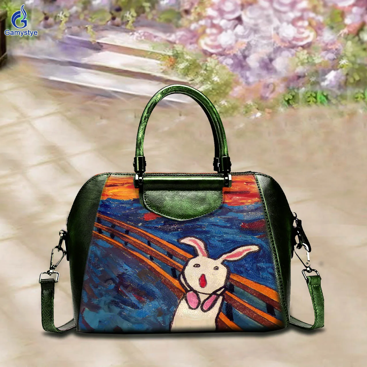 

Art Hand-Painting Customize Totes Rabbit Female designer handbag high quality Messenger Shoulder Bag Cowhide Togo Leather Travel