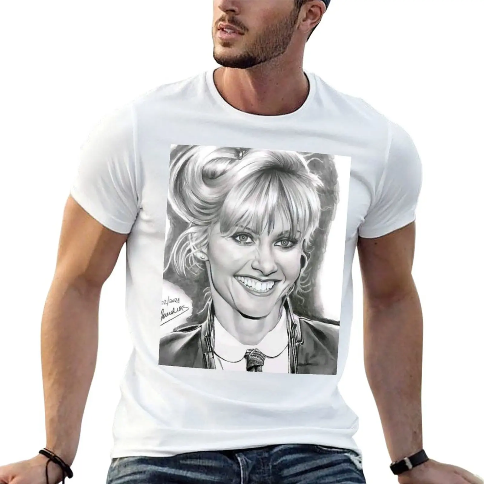 Olivia Newton-John - T-Shirt graphique I Honestly Love You, t-shirt anime en coton pour homme
