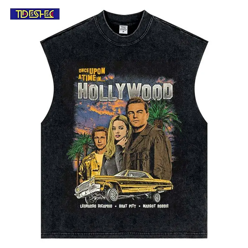 

Летний автомобильный портретный узор, жилет с принтом, уличная одежда в стиле хип-хоп, винтажная хлопковая стираная майка, нейтральные свободные топы без рукавов в стиле Харадзюку