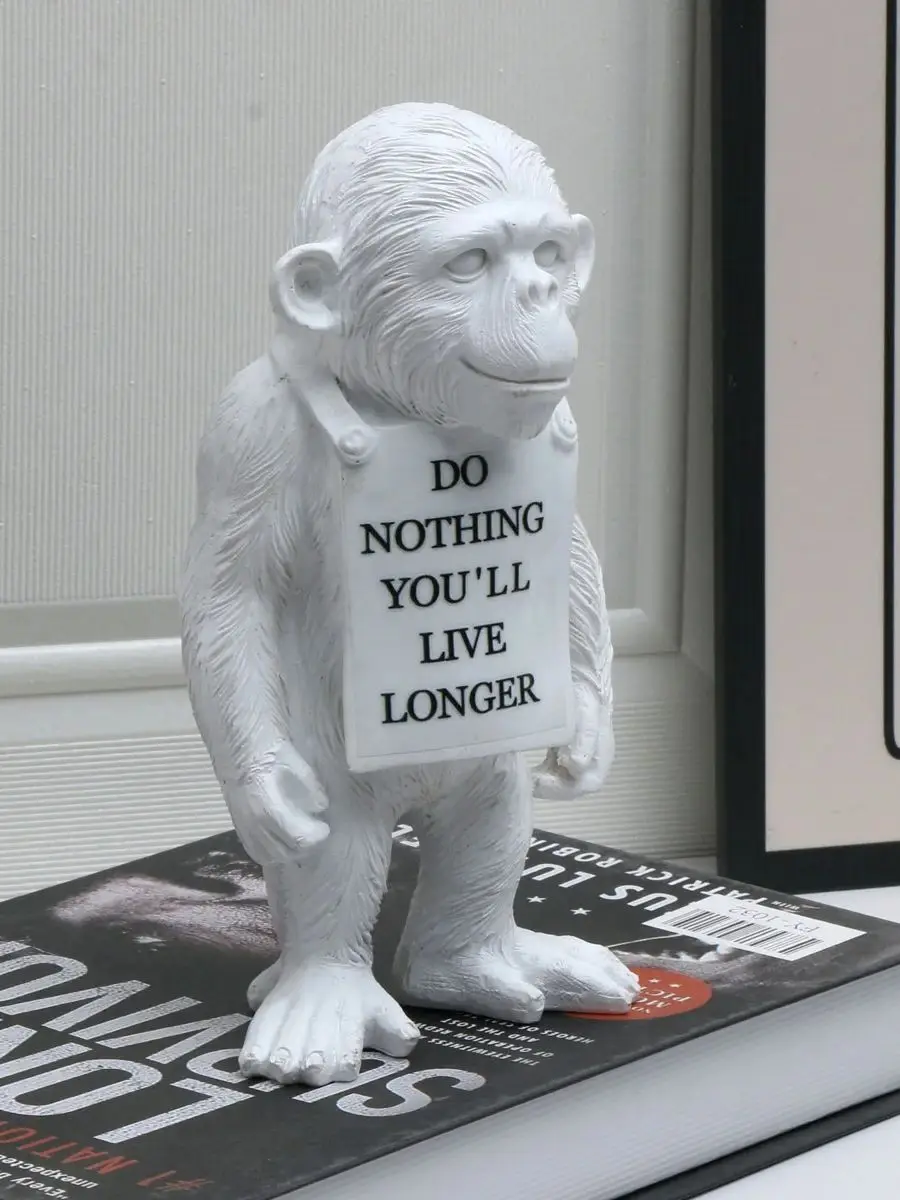 Affe Gorilla Skulptur Heimdekoration Kreative Dekoration Schwarz-Weiß-Tag Moderne DIY Stimmungsbrett Kreative Einrichtung – Detail 7