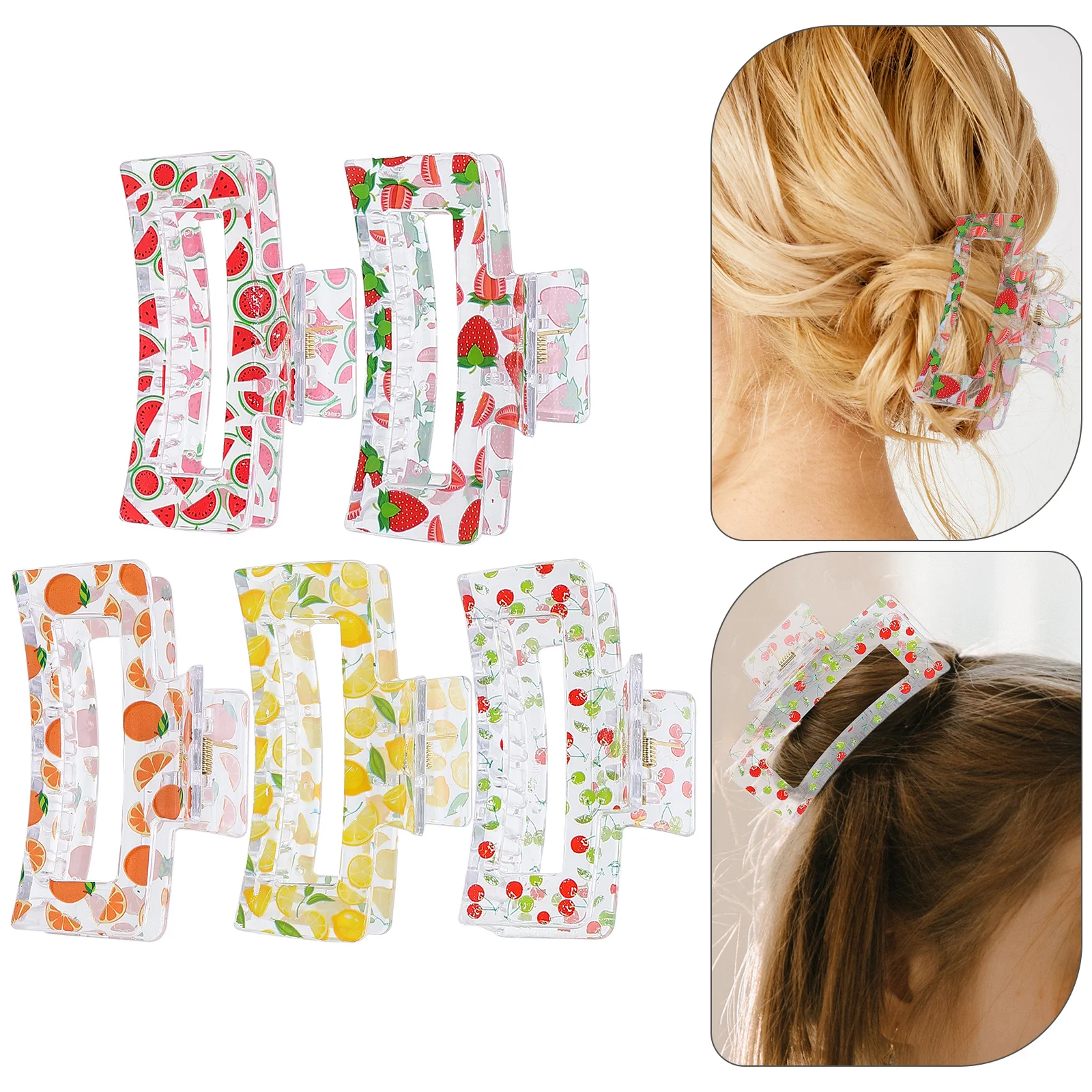 5 pçs grampos de cabelo mandíbula para garra grossa fruta hairpin acessórios franceses meninas jóias femininas