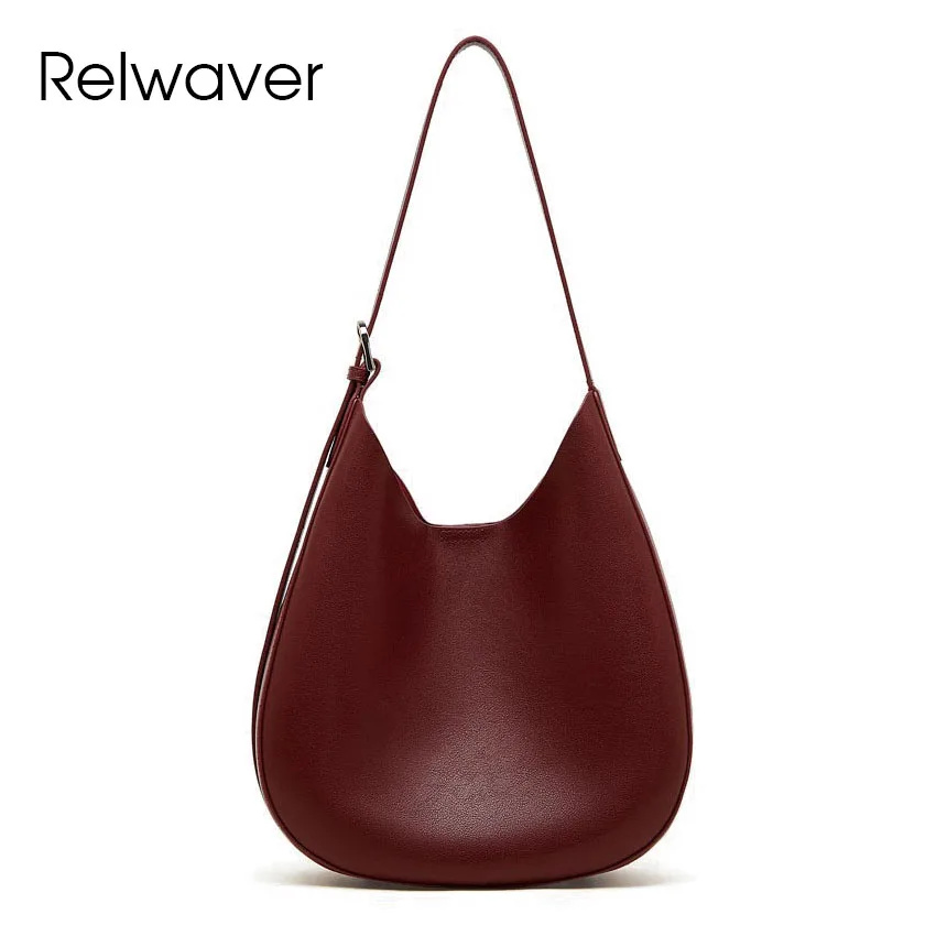 

Relwaver women messenger bags coated second layer cowhide wine red coffee brief saddle bag 2026 spring party shoulder bag