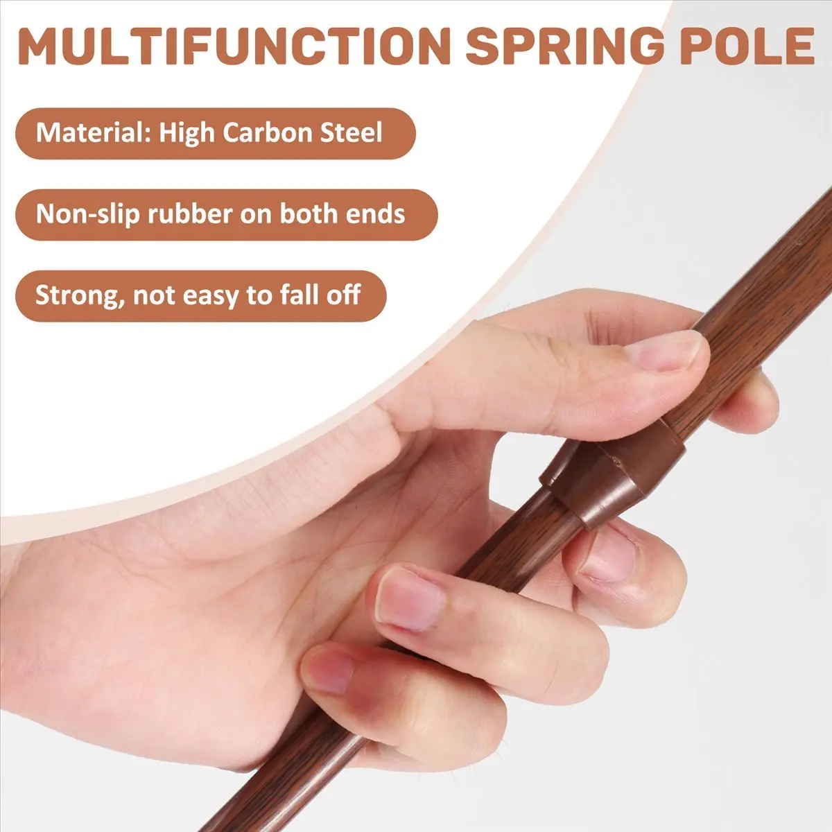 Flashdeals Extendable Telescopic Spring Loaded Net Voile Tension Curtain Rail Pole Rods,55-90Cm,Wood color