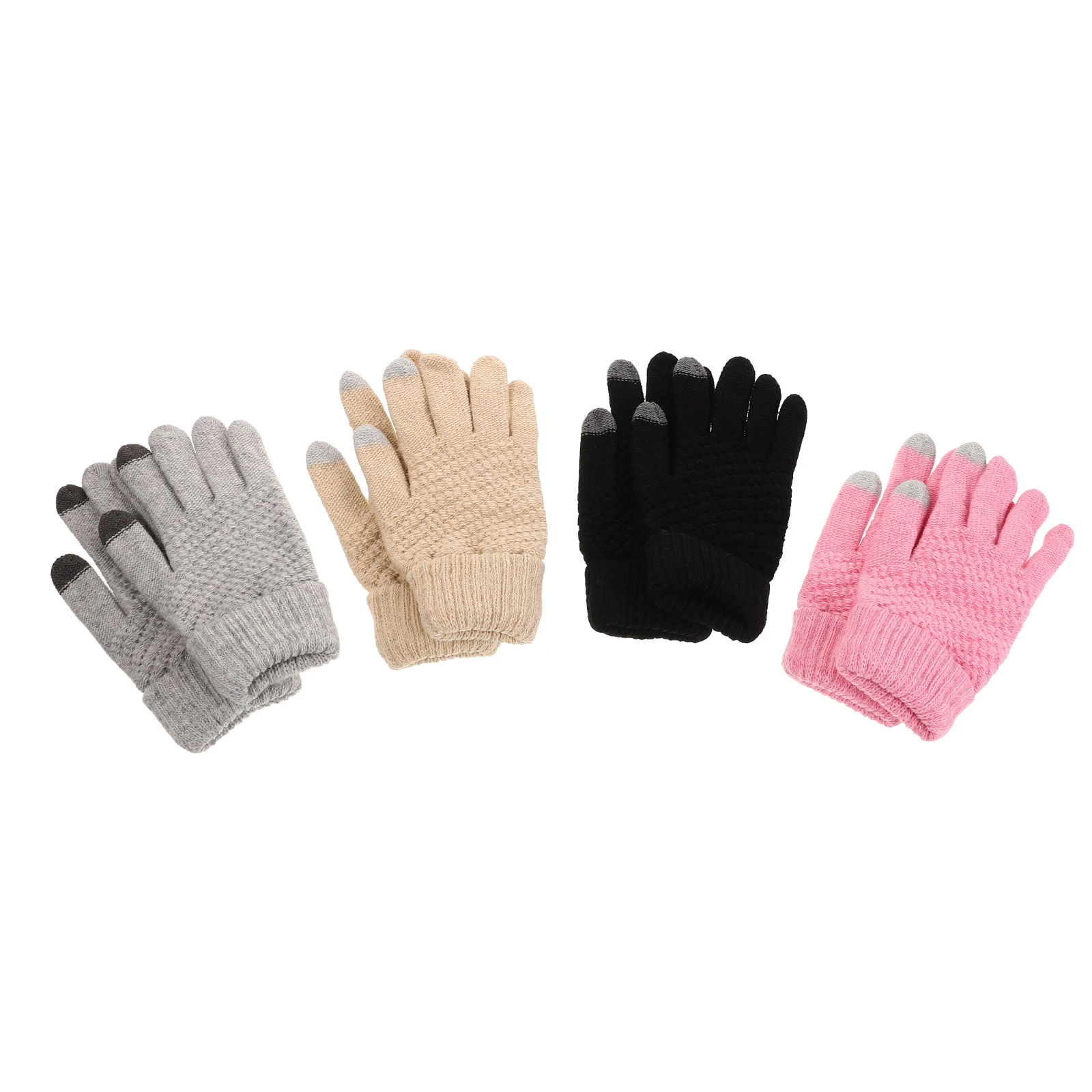 

4 Pcs Screen Winter Touch Winter Gloves Texting Knitted Soft Insulated Polyester Couple Warm Thickened Riding Gloves