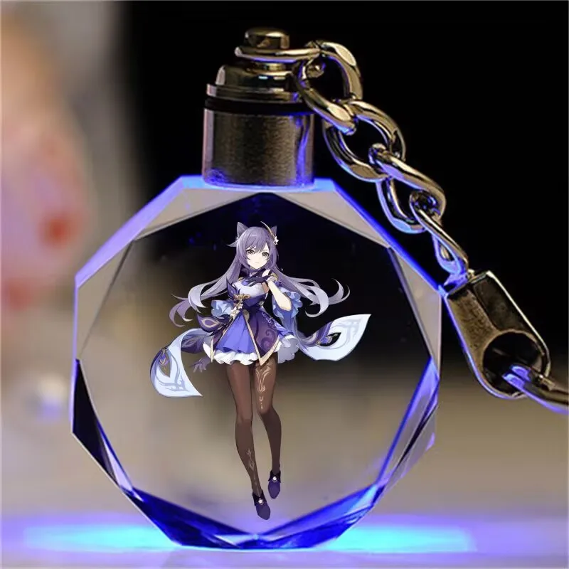 Genshin Impact, брелок с кристаллами вспышки из мультфильмов и аниме, подвеска для школьной сумки, Raiden General, орех, Чжунли, Сяо, сувенир