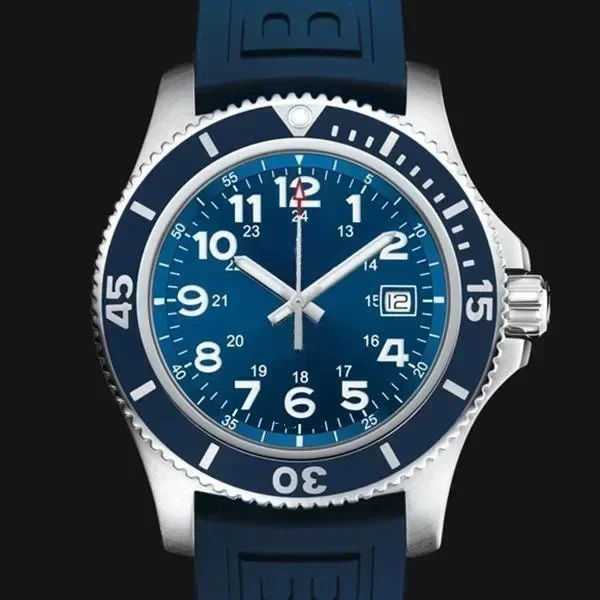 Luxury New Men Automatic Mechanical Movement Watch Superocean II 44MM Stainless Steel Black Blue Ceramic Sapphire Glass