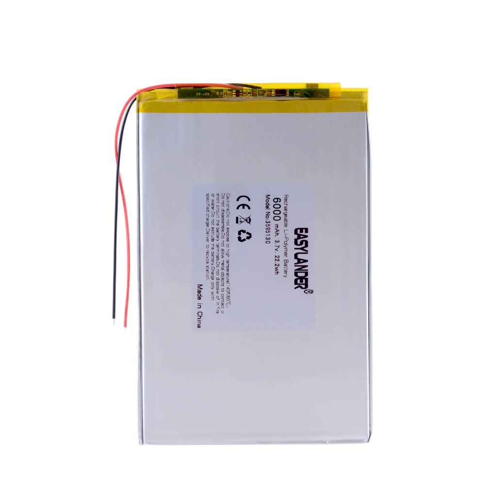 

large capacity 3.7V 3595130 6000 mah rechargeable lithium batteries For BDF-M107 tablet a 10-inch