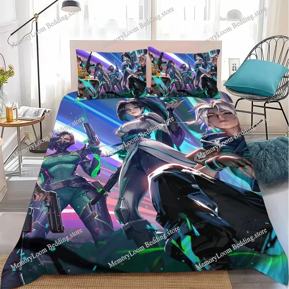 

Game Duvet Cover Set Home Style Bedding Soft Laundry Cotton Bed V-Valorant-Cool Four Seasons Student Dormitory Home Textile963