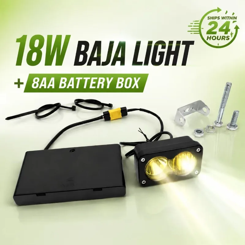 Baja Light for Bicycle Battery Case Combo Kit Front Light 1800 Lumen MB-TS01BWL01 2 Lens Retrofit/Upgrade
