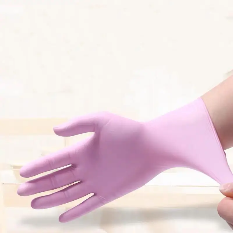 Pink Nitrile Disposable Gloves 50/100Pack XS-L Latex and Power Free Food Grade Gloves for Home Cleaning Food Prep Kitchen Tatoo