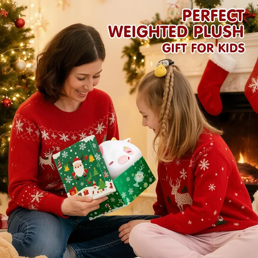 Gewichteter Erdbeerkuh-Plüsch, 4,0 Pfund, 58,3 cm, gewichtetes Stofftier für und Erwachsene, weiches rosa Kuhkissen zur Angstlinderung, Bi