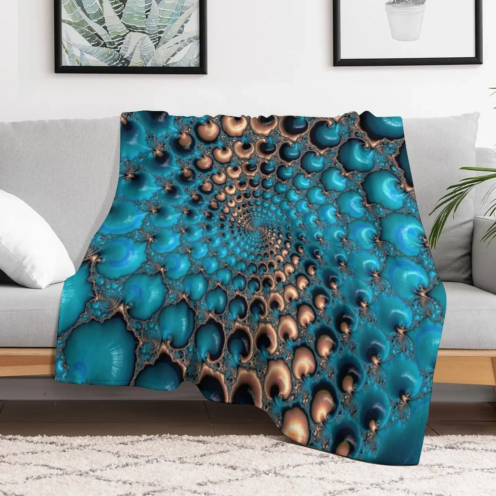 Teal Circles Throw Blanket Designers manga Decoratives Furry Blankets