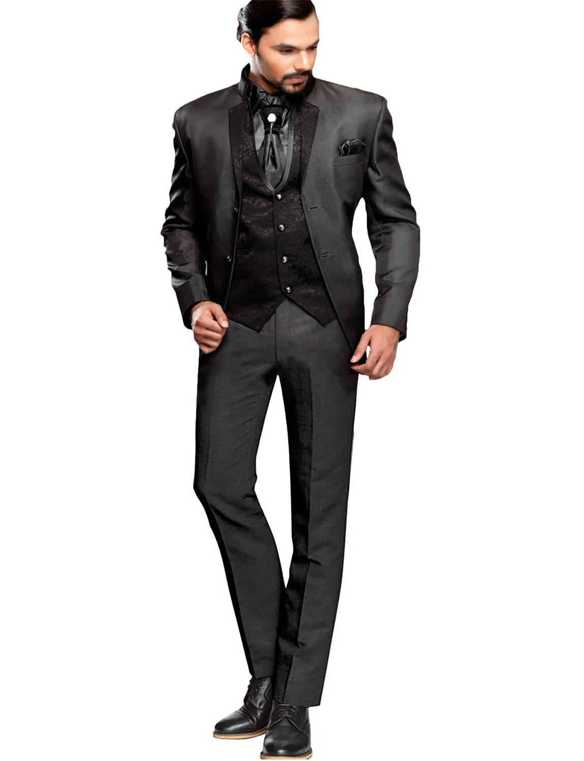 

Men's Two Buttons Jacquard Vest Slim Fit Tailcoat Suits 3 Pieces Sets