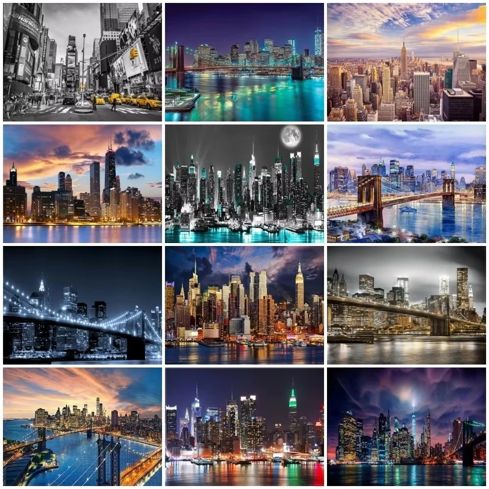Photography New York - DIY ダイヤモンド絵画ニューヨークの建物の絵のラインストーンダイヤモンド刺繍都市風景モザイク家の装飾