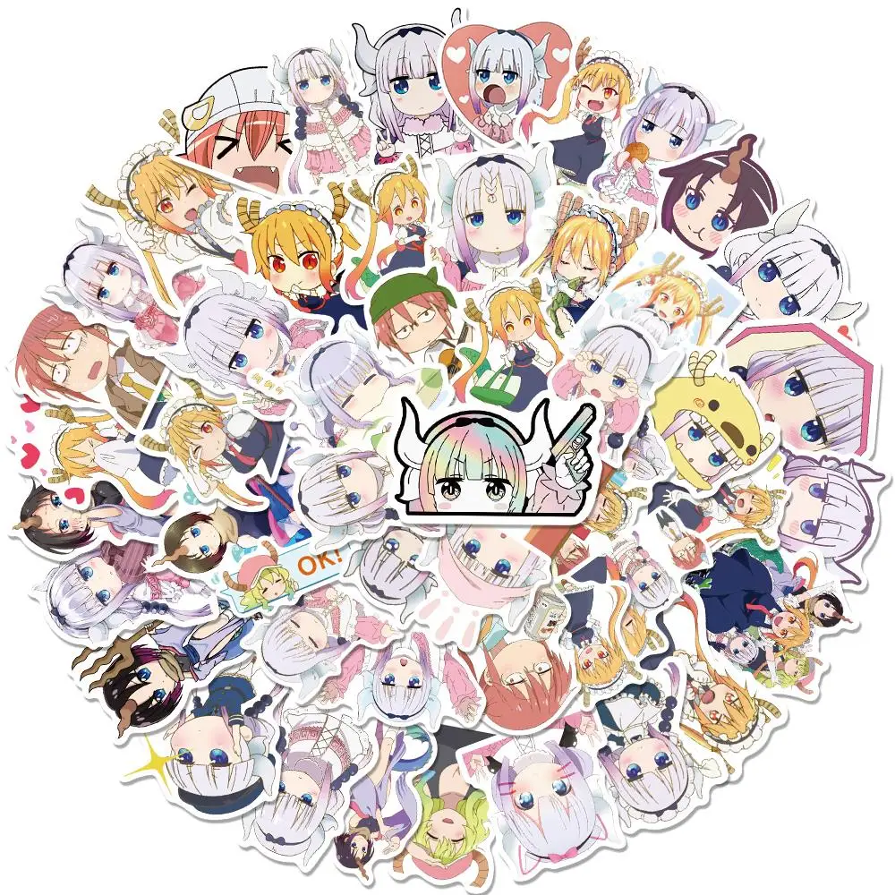 50PCS Anime Sticker Miss Kobayashi\'s Dragon Maid Cute Girl Decals for Skateboard Laptop Luggage Waterproof Car Sticker toys