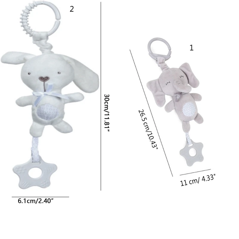 Liontin Lonceng Goyang Hewan Kartun Lonceng Angin Kerincingan Lucu Kelinci Gajah Mewah untuk Pelatihan Kemampuan Ambil Bayi Baru