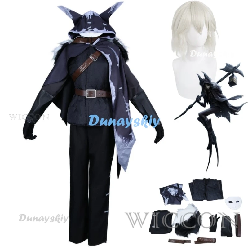 Anime Game Identity Ⅴ Night Watch Ithaqua Cosplay Costume Hunters Wig Hooded Cloak Cape Uniform Man Halloween Carnival Suit