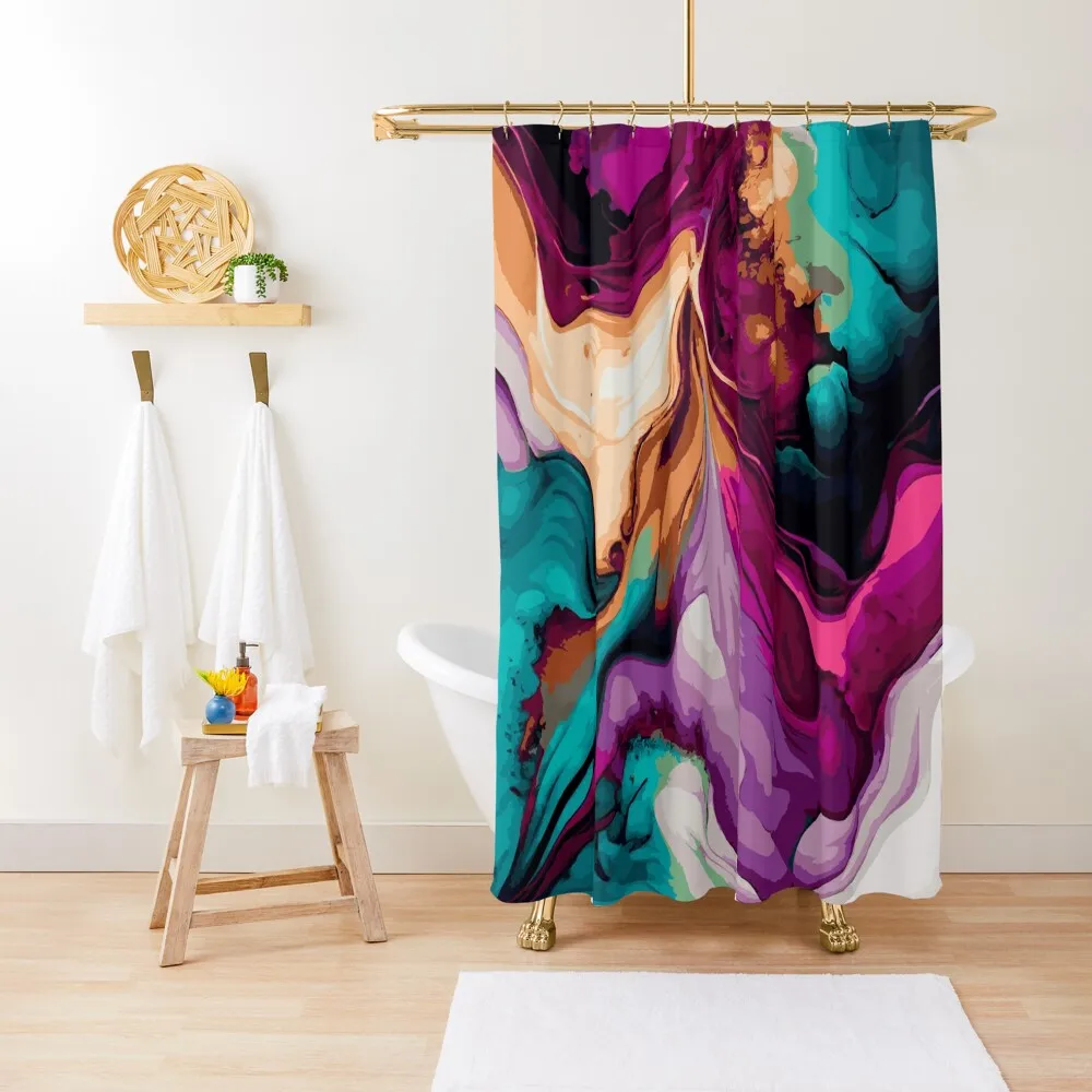 

Image of a marble texture design, colorful multicolored marble surface Shower Curtain Bathtub Anime Shower Curtain