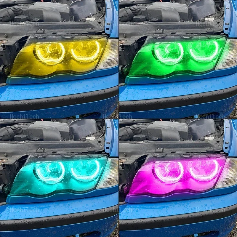 Car-styling multi-colored RGB App control LED Rings Light DTM For BMW 3 series E46 sedan facelift 2001-2005 Halogen Headlight