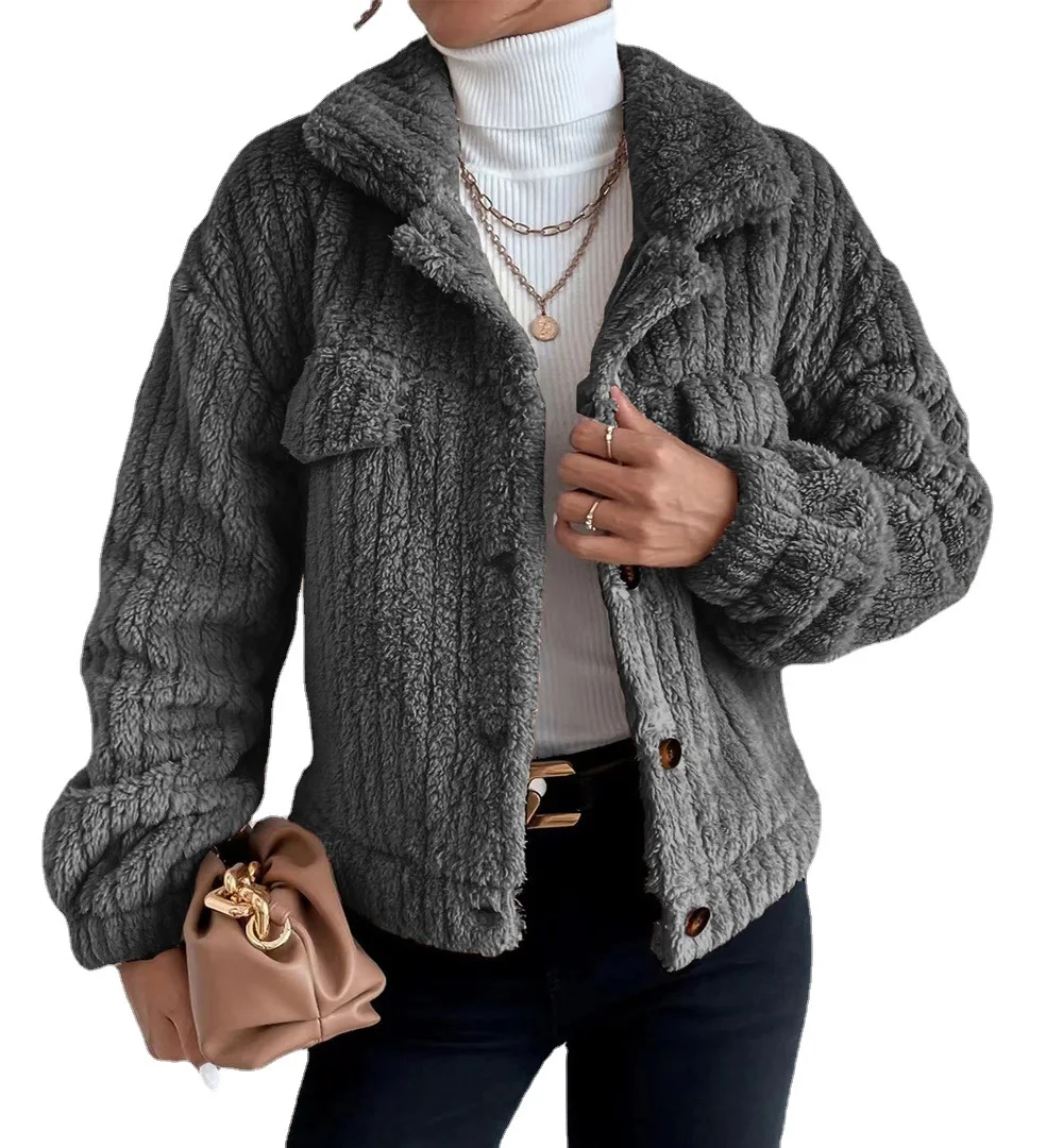 

Autumn and Winter 2023 New Women's Lapel Comfort Casual Thick Plush Coat Women Fashion Casual All-match Jackets Coats Lady