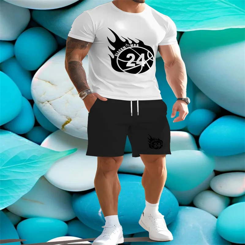 

2025 Summer Men's Round Neck Short sleeved T-shirt and Shorts Set Fashion Leisure Sports Set Men's Outdoor Leisure 2-piece Set