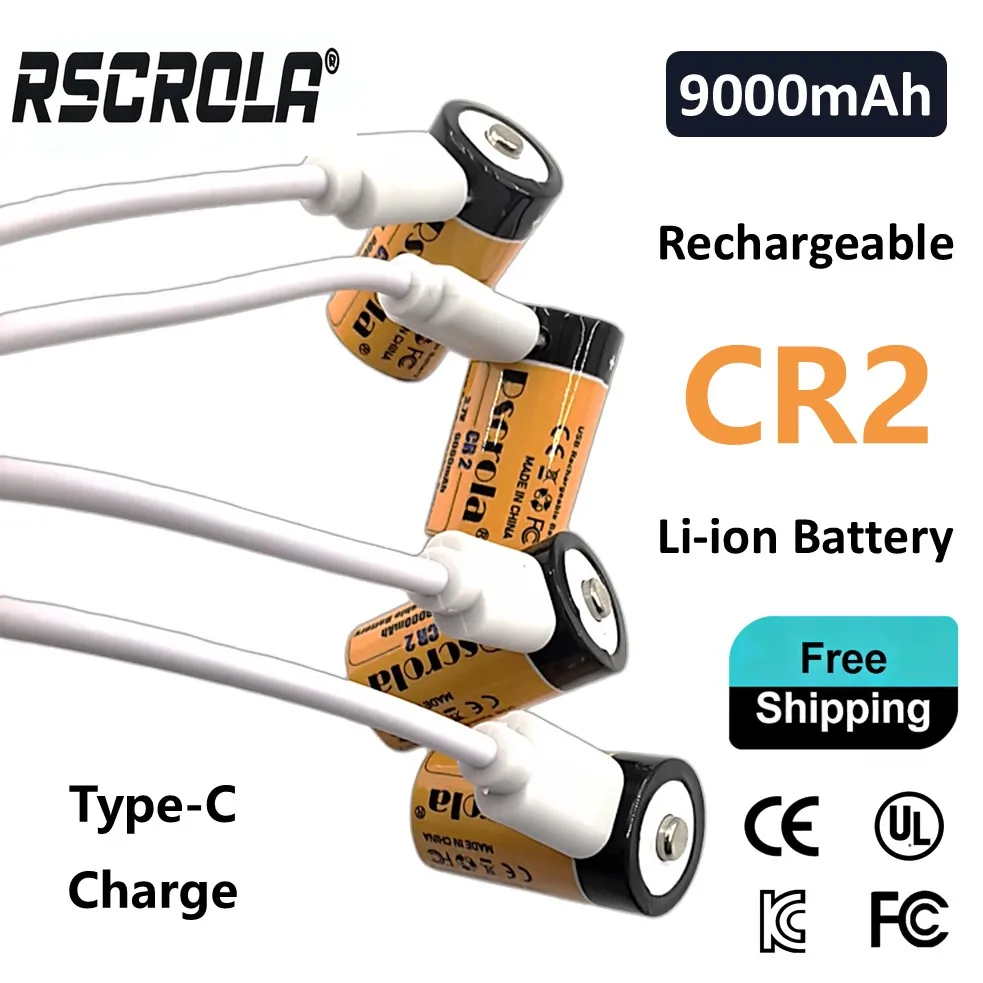Long Lasting CR2 Lithium Battery 9000mAh, Rechargeable CR2 Batteries, 1200+ Cycles, Lithium CR2 CR15H270 15270 Battery
