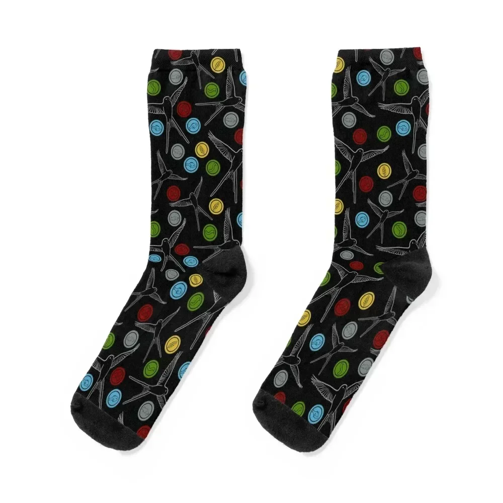 Wingspan Pattern Bird And Food Tokens Socks hiphop shoes football Socks For Men Women's