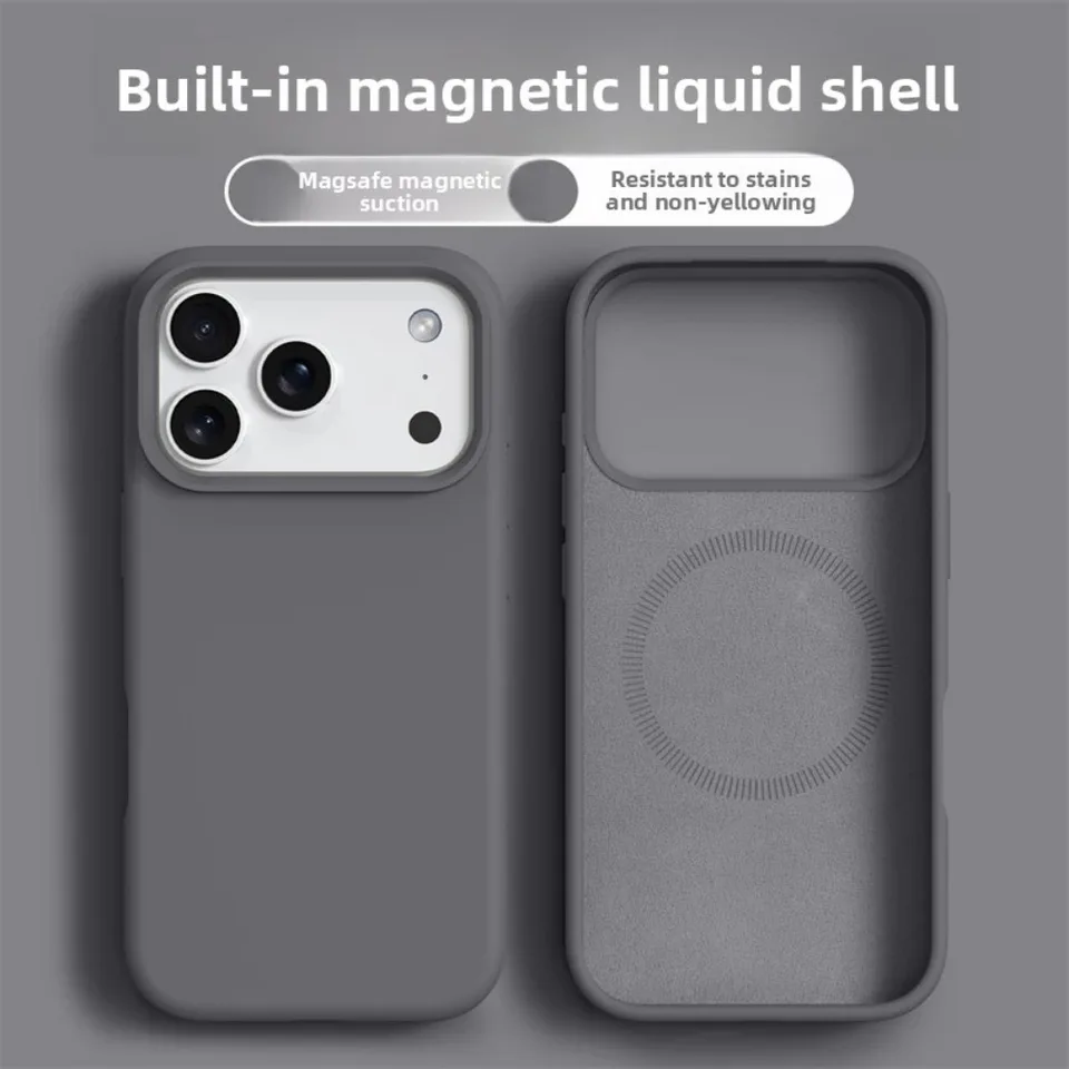 Funda magnética original de silicona líquida para iPhone 17 16 Pro Max y 17 Pro Air con borde suave 6