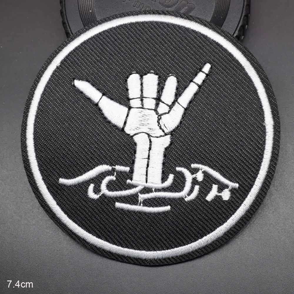 Black White Theme Series Hand Devil Moon Sun SGC Embroidery Clothes Patch For Clothing Iron On Patch Punk