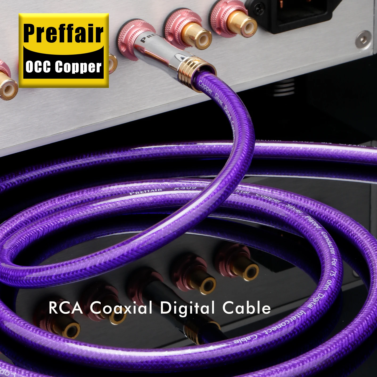1 Stück 75 Ohm Koaxialkabel DAC-Kabel Kristallkupfer Silberbeschichteter Leiter für DAC Soundbox – Detail 1