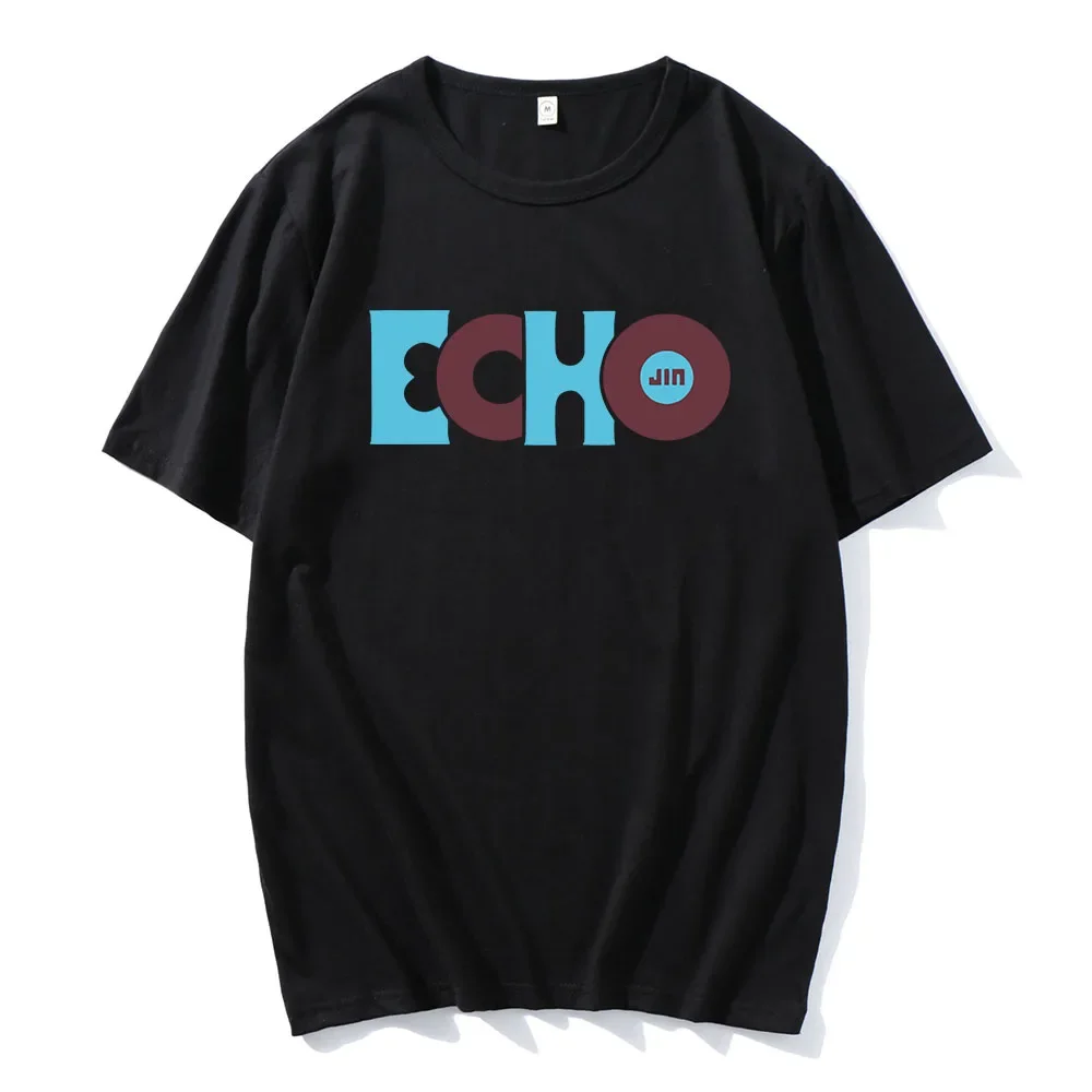 الكورية IdolJin صدى ألبوم منفرد تي شيرت قصير الأكمام القطن فضفاض بلايز للذكور موضة كوريا نمط الجرافيك تي شيرت الرجال تيز #3