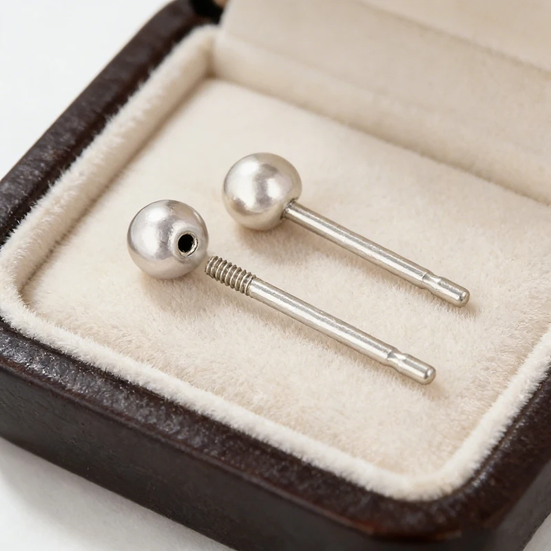 Threaded Ball Earring 925 Sterling Silver Earring Wholesale Bulk Ear Post Ear Stud  DIY Hypoallergenic Jewelry Accessory