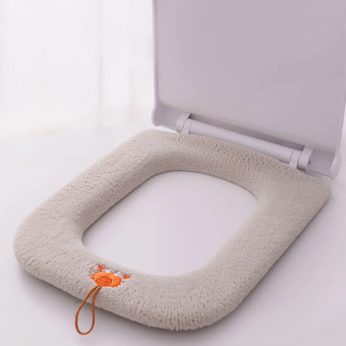 Winter Thickened Plush Square Toilet Seat Mats Bathroom Universal Toilet Pads Fashion Solid Color Toilet Cushion With Handle