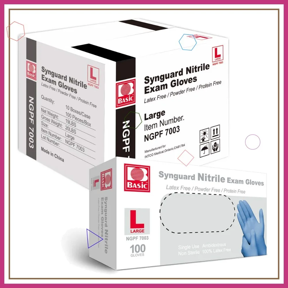 

Базовые медицинские синие нитриловые перчатки для осмотра, без латекса и пудры, большой размер, упаковка 1000 шт.