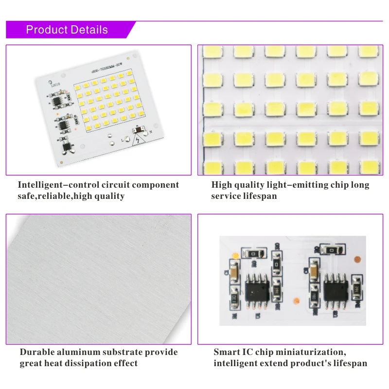 Holofote led para ambientes externos, refletor led smd 2835 com chip 10w, 20w, 30w, 50w, 100w, cc 220v-240v, faça você mesmo