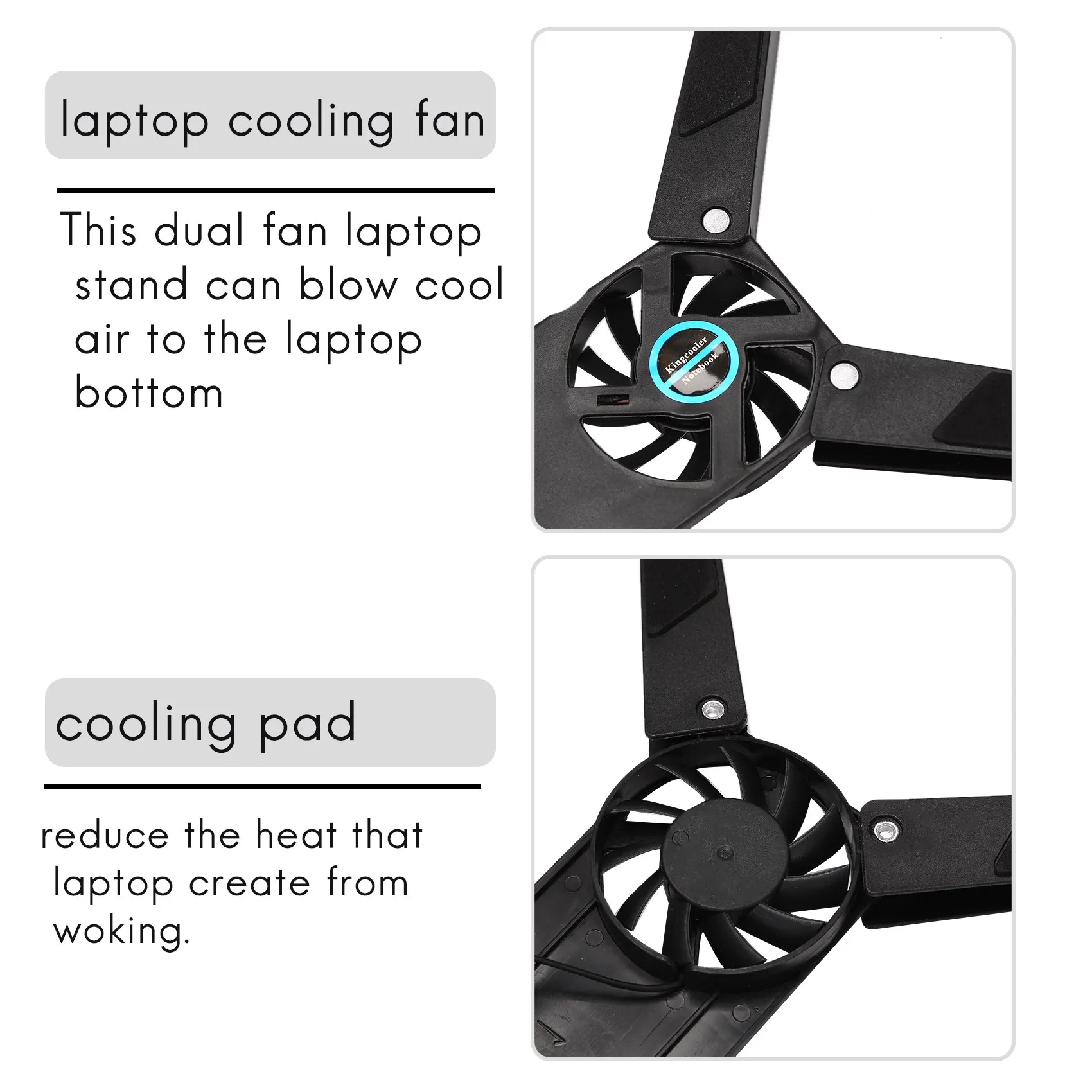 A72T Laptop Cooling Pad,Dual Fan For Laptop Cooling,USB Folding Laptop Cooler Pad,Notebook Fan For Students & Business Man